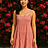 Asian woman in pink summer dress in front of pink bougainvillea – Photorealistic scene