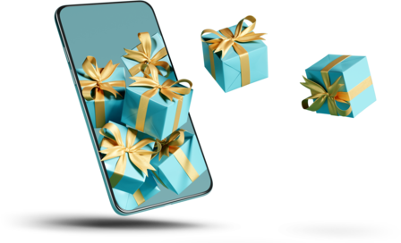 Symbolic representation of a smartphone with gifts flying out.